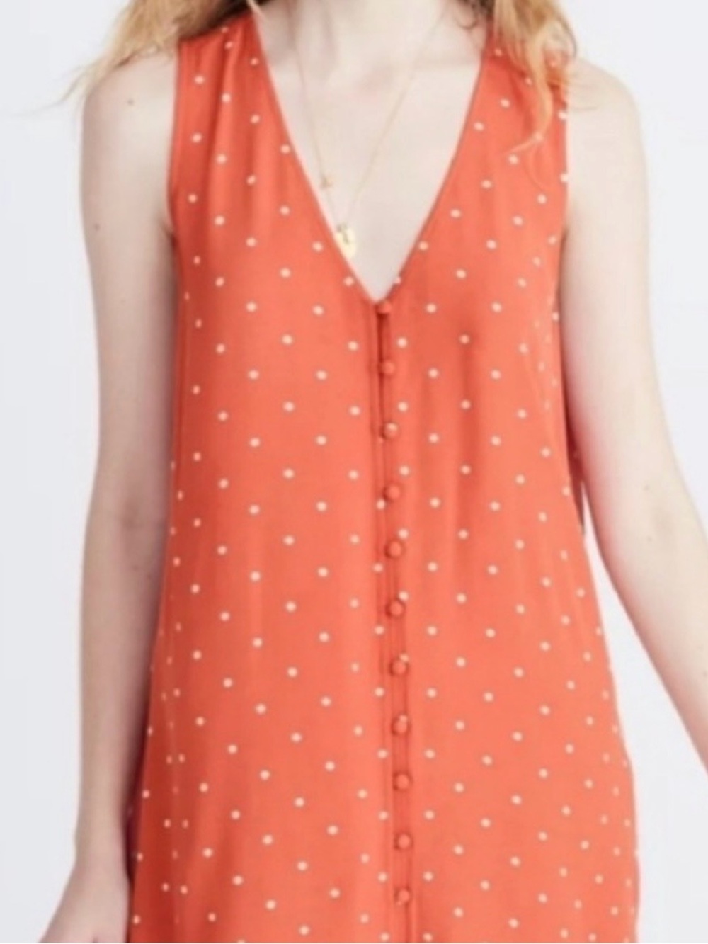 Madewell dress orange with white polka dots